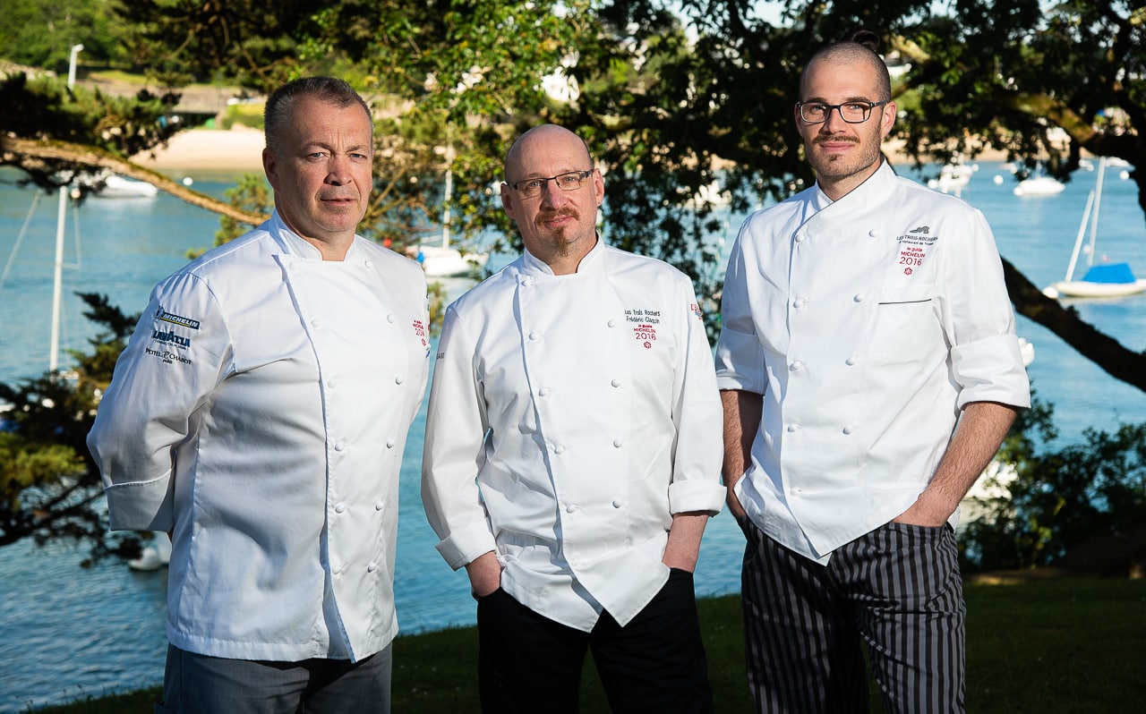 Le trio des chefs cuisiniers du restaurant Les Trois Rochers